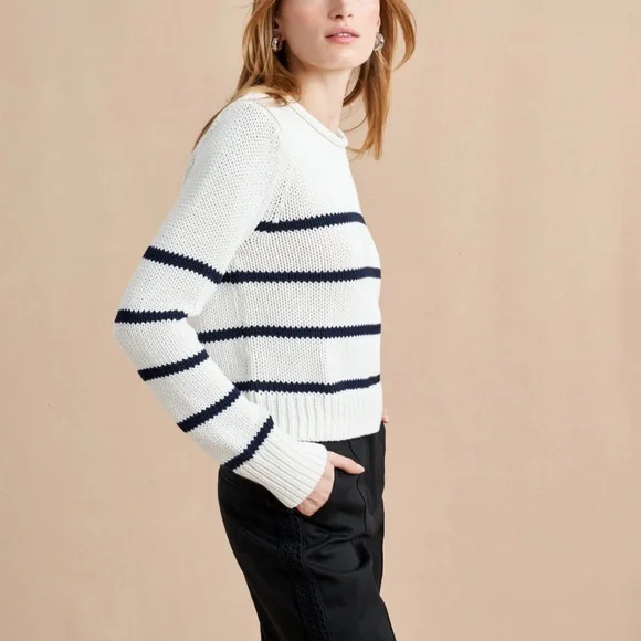 La Ligne Mini Marina Sweater, Ivory/Navy - Picture 4 of 10